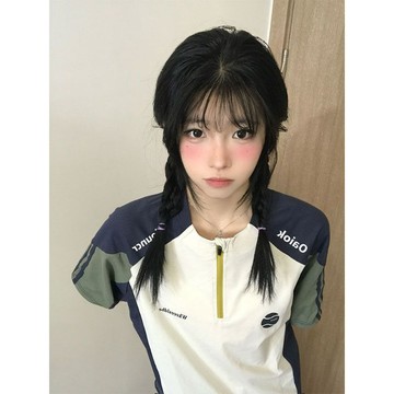 【WYZ】撞色拼接涼感速幹短袖T恤女2026新款夏季寬鬆休閒運動風半袖上衣