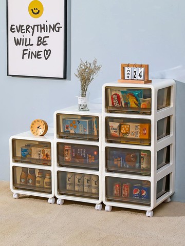 零食收納柜玩具透明衣物衣柜整理儲物箱家用大號抽屜式塑料柜子