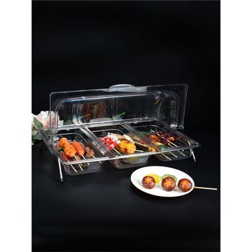 分格水果展示盤水果鹵菜涼菜展示盒架帶蓋擺攤透明盒子亞克力商用