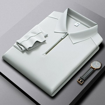 【新款熱賣】源頭工廠直供男士春秋季商務休閑純色拉鏈抗靜電長袖POLO衫男