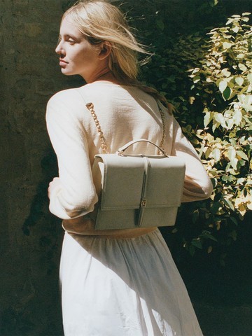 Classic Logo 3-Way Leather Backpack [White]
