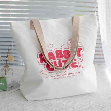 帆布包大容量女休閑手提可愛白色春夏媽咪包帆布袋小眾設計感布袋