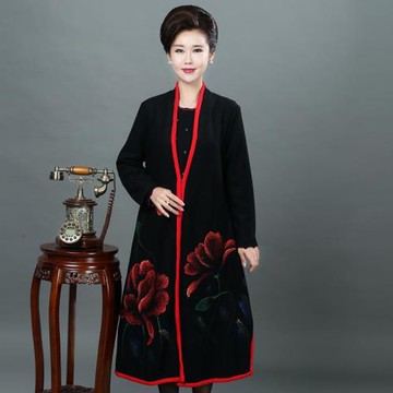 典云間中年女裝冬裝外套媽媽羊毛披肩中老年40歲50長款大衣貂絨