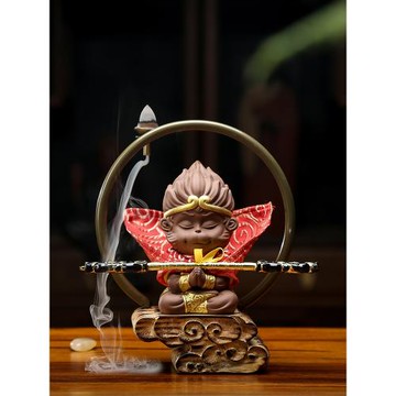 齊天大圣美猴王黑悟空茶寵擺件斗戰勝佛金箍棒創意紫砂家居裝飾品