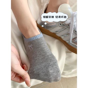 蝴蝶結襪子女短襪夏季薄款棉襪淺口防滑不掉跟日系夏天隱形襪船襪