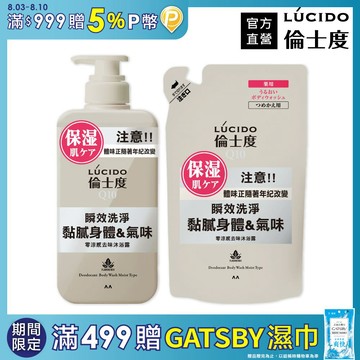 倫士度 零涼感去味沐浴露450ml+補充包380ml