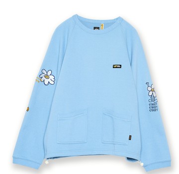 5th STREET｜山形｜女裝｜刺繡花朵寬版長袖T恤｜寶石藍