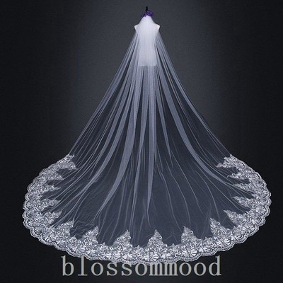 ロングベールウエディングベールロングベールダウンベール花柄レース刺繍ブライダル結婚式ベール花嫁披露宴ウェディング小物二次会