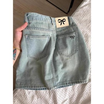 夏季新款刺繡蝴蝶結牛仔半身裙女大碼胖mm辣妹a字裙顯瘦包臀短裙