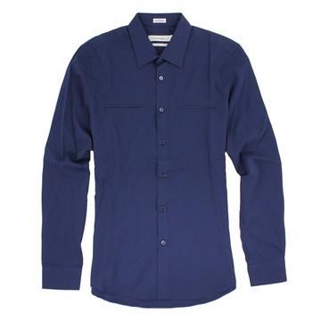 美國百分百【全新真品】Calvin Klein 襯衫 CK 男衣 長袖 上班 休閒 合身 口袋 條紋 XS M E240