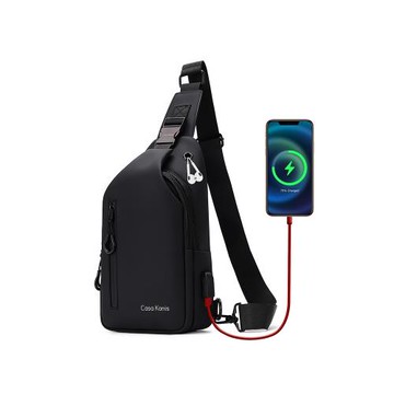 CASAKONIS男士胸包單肩斜挎包多功能商務休閑包時尚運動簡約防水