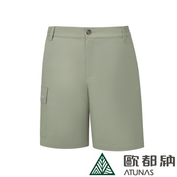 【ATUNAS 歐都納】女款彈性五分褲 (A1PA2313W 灰綠/抗UV/休閒/彈性/透氣)