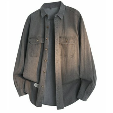 【巴黎精品】現貨+預購 美式復古牛仔襯衫經典牛仔外套秋冬長袖上衣寬鬆大碼休閒男裝-翻領寬鬆4色a1ma25