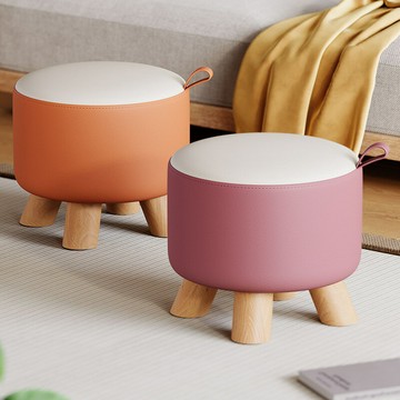 【含稅/免運】 實木凳子家用創意圓凳換鞋凳創意沙發凳簡約茶幾小板凳矮凳皮墩子