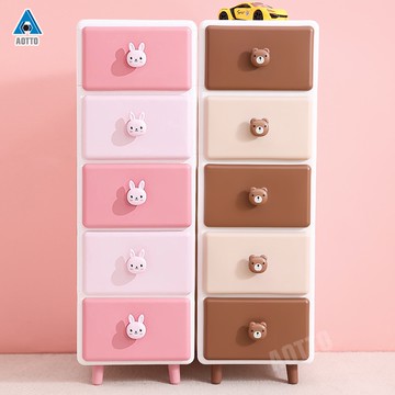 【AOTTO】35面寬童趣動物收納櫃 抽屜櫃-粉色小兔 (AT-035P)