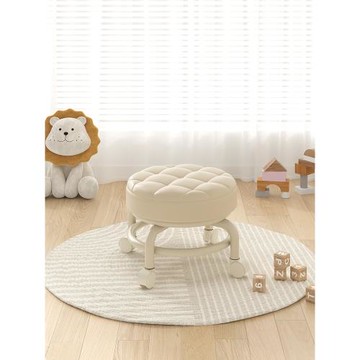 三夢兒童萬向輪小凳子滑輪矮凳家用寶寶軟包帶輪圓板凳學步靠背椅