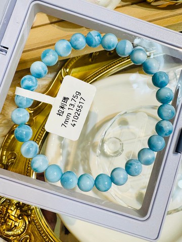 精品濃色藍拉利瑪海紋石7mm13.75g緩解脾氣內心壓力緊張壓力