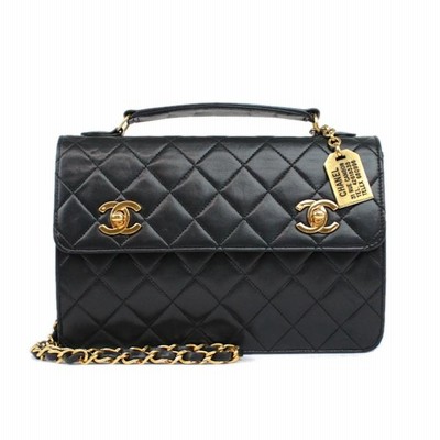 シャネル CHANEL ラムスキン 黒 ダブル ターンロック ココマーク シャネル CHANEL ラムスキン 黒 ダブル ターンロック ココマーク