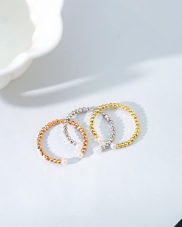 Baby Akoya 簡約閃爍車花珠 18K金開口戒指