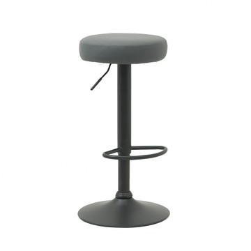 E-home Colton克爾頓PU面黑腳可調式圓凳吧檯椅-三色可選灰色