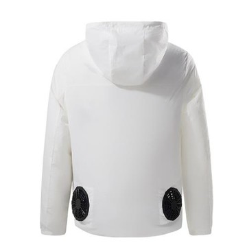 帶有電風扇全套2萬降溫工作服防曬空調衣服男女薄制冷充電皮膚衣