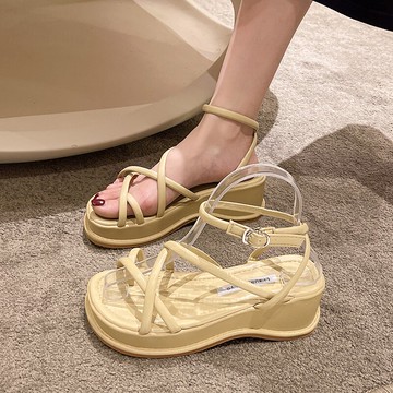 涼鞋女夏季新款套趾厚底防滑網紅時尚百搭仙女風復古羅馬鞋