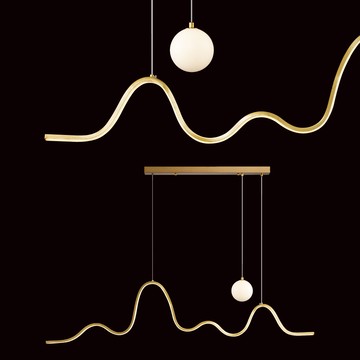 現代風金色流線型三色光吊燈 40-72131