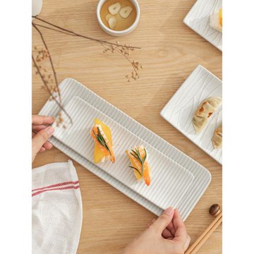 日式壽司盤長方形平盤純色家用餃子盤拍照好看的餐具長碟甜品盤子