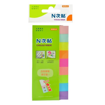 【N次貼】61424 指示型可再貼標籤紙 50x12mm 九色螢光 450張/9條/袋