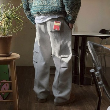 正韓堅挺美國棉內抓絨修身褶線休閒寬褲 4色 YUPPIE 預購商品 0105