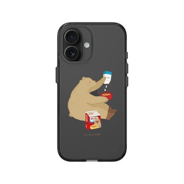iPhone 16 Clear (相機按鈕) 酷墨灰 - 咻咻熊 XiuXiubear - 營養熊麥片