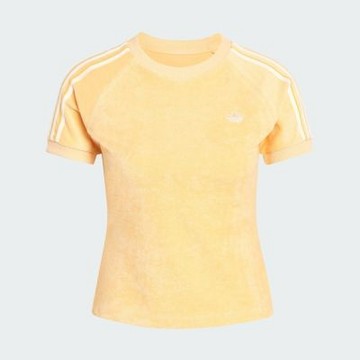 Adidas 愛迪達 Tt Cali Tee KD1409 女 T恤 運動上衣 休閒短袖 鵝黃 亞版 毛巾布