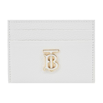 [平輸版]BURBERRY TB LOGO 粒面皮革卡片夾(光白色)真品平輸