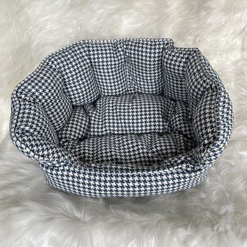 外貿四季千鳥格系列靠背狗窩小型中型大型犬四季通用圓形網紅貓窩