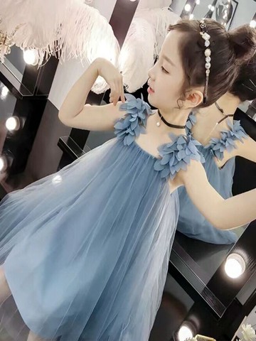女童洋氣衣裙兒童夏天網裙子小仙女髦衣服背心裙吊裙