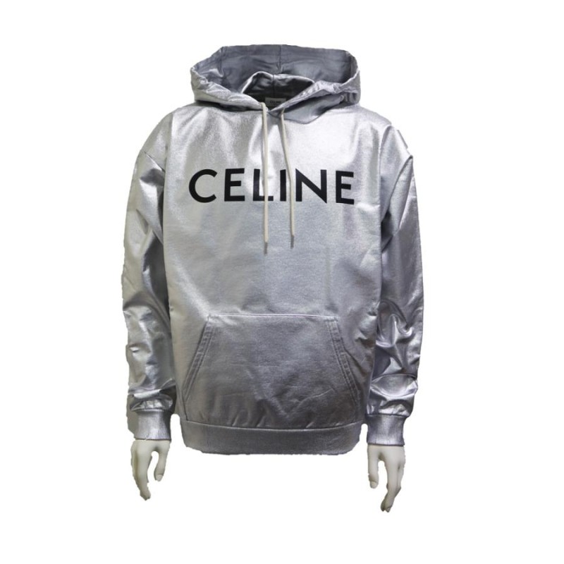 CELINE ルーズ スウェットシャツ コットンフリース パーカー　グレー