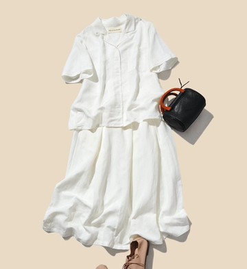 精選兩件組 棉麻開襟襯衫 內襯長裙 220511-1 210807-1