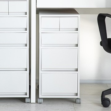 日本霜山 無印風移動式四層抽屜置物收納櫃(附分類隔板)