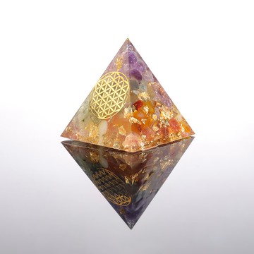 【客製化禮物】生命之花鬱金香-輕透感奧剛金字塔-招財Orgonite水