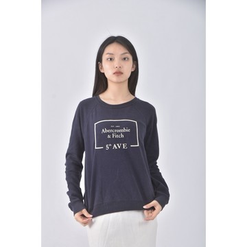 (M) abercrombie fitch質感棉質logo藍色長袖上衣二手衣