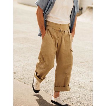 經典復刻廓爾喀P44長褲 魚骨紋卡其純棉男士寬松闊腿休閑褲GURKHA