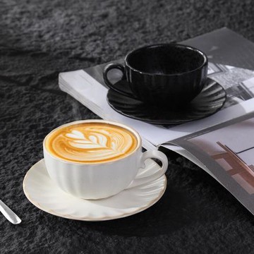 窯變釉陶瓷咖啡杯碟釉下彩日式復古陶瓷杯加底碟辦公室杯碟套裝