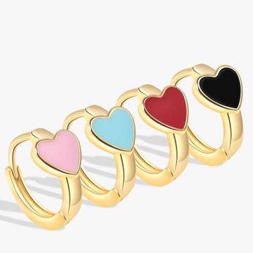 Jpqueen 簡約甜美愛心韓版圈圈耳扣式耳環(8色可選)