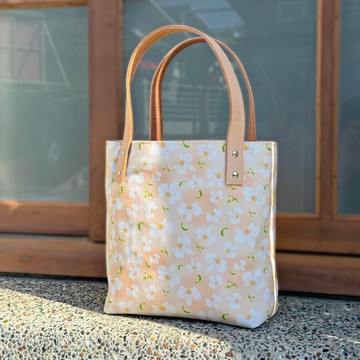 【巧妙藝手】 獨家 蝴蝶蘭(優雅粉色) 印花－真皮提把托特提