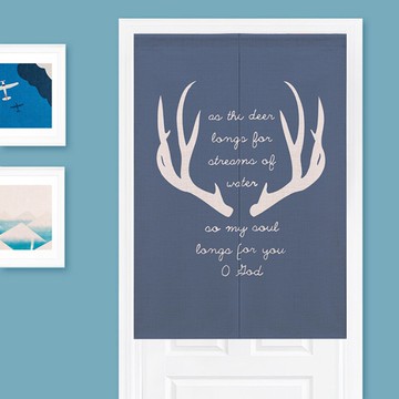 WallFree★【附伸縮桿】宜家風格-鹿角-簡約北歐風棉麻門簾 ( 窗簾 掛簾 門簾 風水簾 除舊換新 麋鹿門簾 )