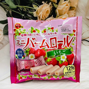 潼漾小舖 期間限定日本 bourbon 北日本 草莓奶油風味蛋捲14本入 家庭包 夾心酥 草莓