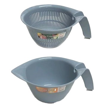 NAKAYA 日本手柄備菜瀝水碗 880ml 6個  瀝水碗 21.7 x 16.1 x 9cm 量杯 24 x 16.1 x 9cm  顏色隨機  1組