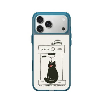 iPhone 17 Pro Max Clear (相機按鈕) 夜幕藍 - ilovedoodle (Lim Heng Swee) - Coffee Cat: 多點濃縮，少點憂鬱