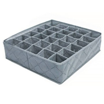 iSFun 竹炭纖維 內衣小物收納盒 30格  1個  灰色