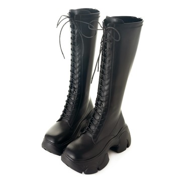 辣翻全場綁帶輕量厚底長靴 綁帶款 L2550BK